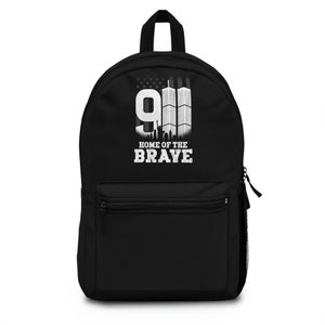 911, Home Of The Brave, Vintage Backpack, Waterproof Backpack, Polyester Fabric, Aesthetic Backpack, Shoulder Backpack,  Black Backpack