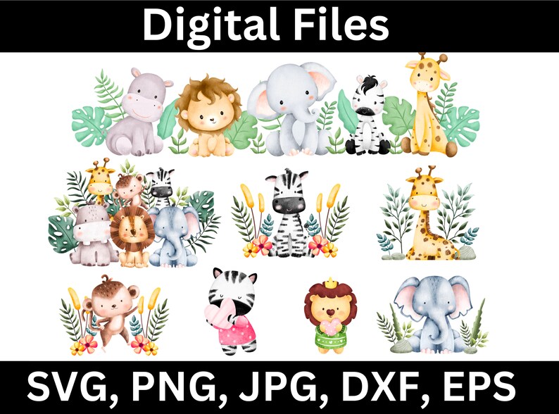 Safari Animals SVG Safari Svg Watercolor Safari Animals - Etsy Australia