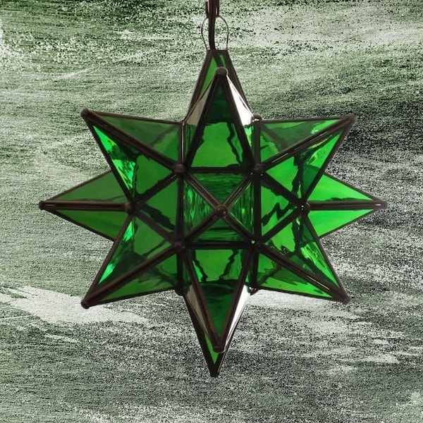 Stained Glass Star Pendant Light Etsy