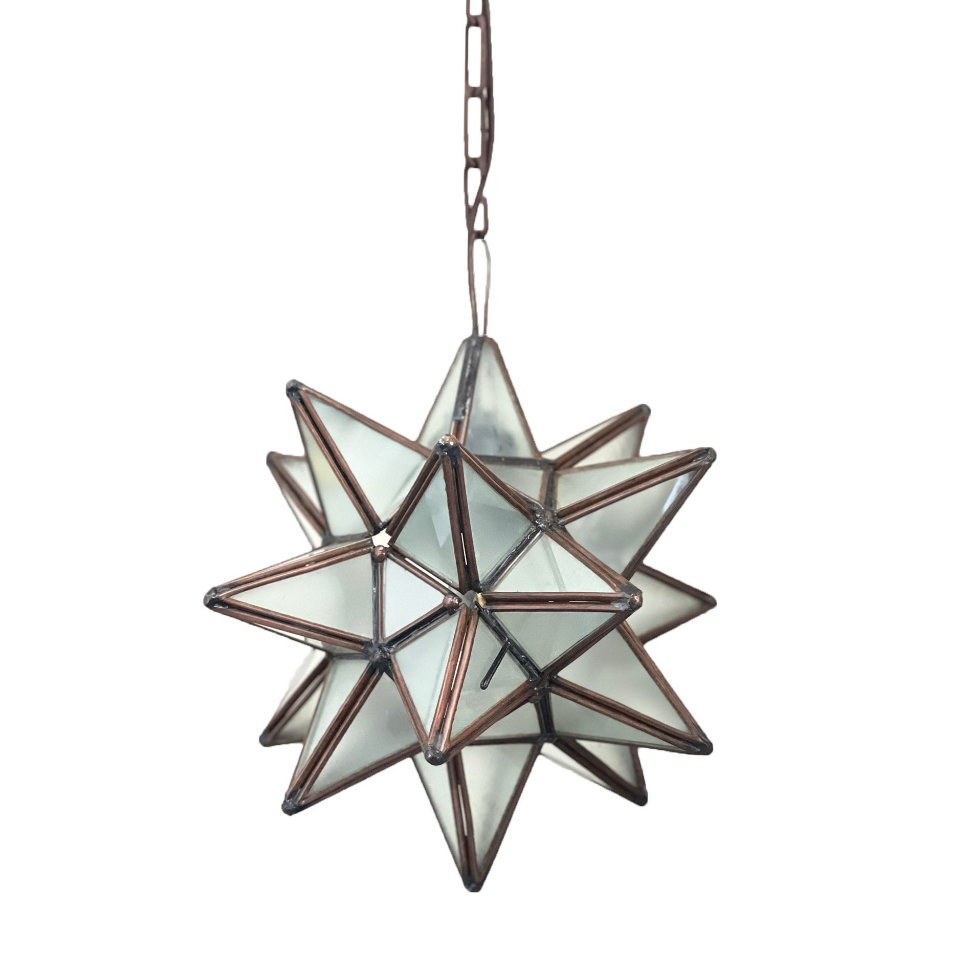 Frosted Glass Moravian Star Pendant Light - Mexican Rustic Decor - Etsy