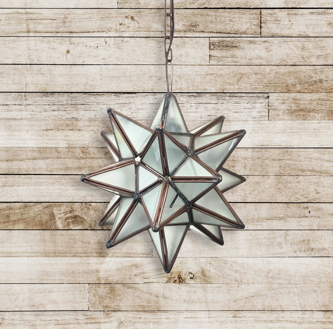 Frosted Glass Moravian Star Pendant Light - Mexican Rustic Decor - Etsy