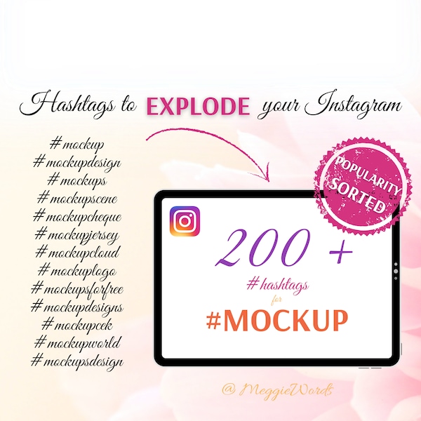 Hashtags with the Keyword 'MOCKUP' - Social Media Tags for Digital Art, Fashion and Print On Demand Business