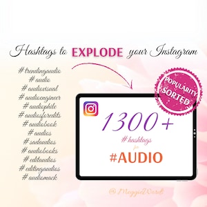 Hashtags for Instagram with the Keyword &#39;AUDIO&#39;, Social Media Tags for Royalty Free Music, Audiobooks, Audio Tracks, Vlogs and Podcasts