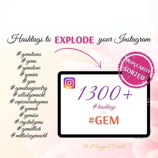 Instagram Hashtag Pack for 'GEM' - Social Media Content Planner for Jewelry and Craft Supplies