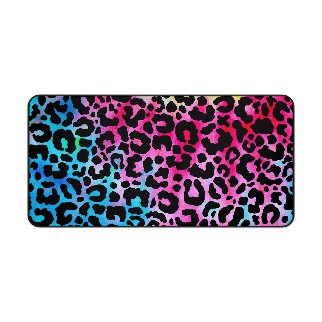 Neon Tiedye Animal Print Desk Mat Retro Vibe Mouse Pad Etsy