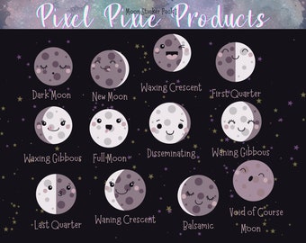 Moon Phases Stickers Digital - Etsy