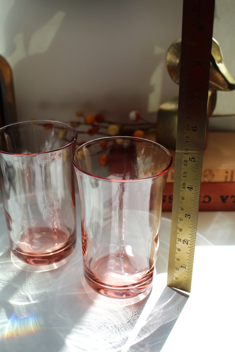Vintage Pink Depression Glass Water Glasses Etsy