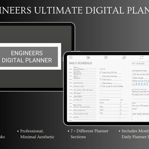Ultieme digitale planner voor ingenieurs, ongedateerde digitale planner voor ingenieurs, ultieme minimale digitale planner iPad en tablet GoodNotes5 Penly