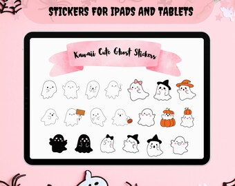 Kawaii Digital Stickers Cute Ghost Spooky Stickers for Digital Planner for iPad Goodnotes Samsung tablet cute planner stickers pack