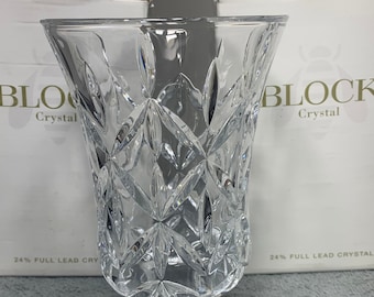 Votive Candle Holder, Vintage Block Crystal Hurricane, Crystal Taper Candle Hurricane, Footed Crystal Hurricane, Mint NIB