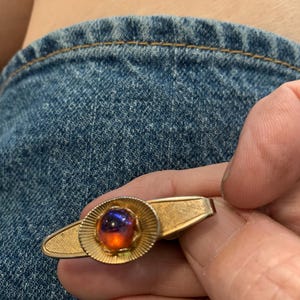 vintage tie bar red stone maybe ruby?