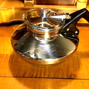 Zabytkowy czajnik Pyrex Flameware: 8-filiżankowy szklany czajnik, USA z połowy XX wieku