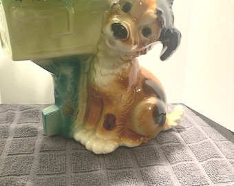 Royal Copley Vintage dog by mail box planter
