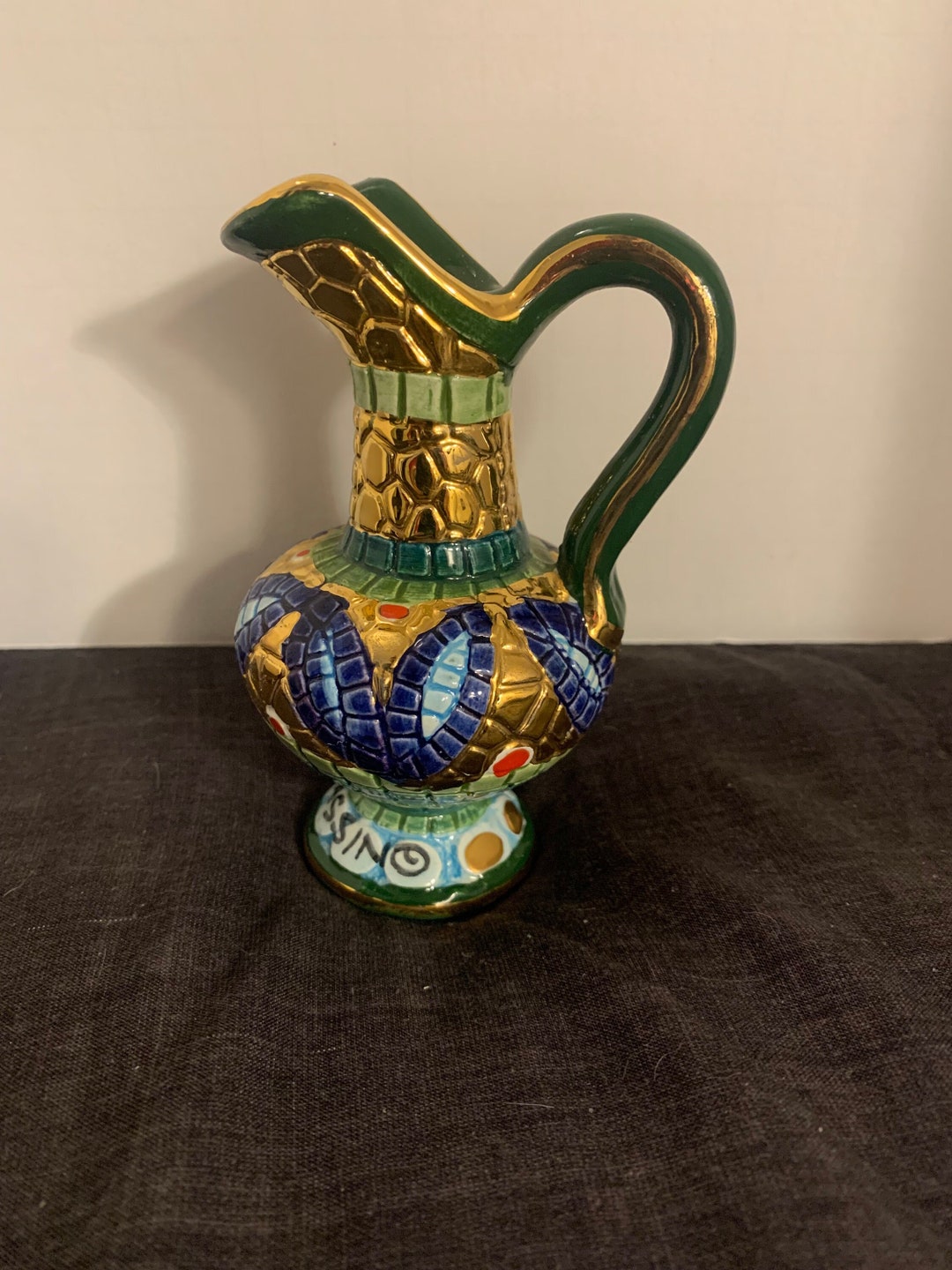 4 Italian Pinturicchio Vase Pitcher Figurine Decor, Painted