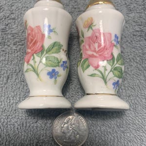 Royal Standard Porcelain Salt Pepper Gold Accents Applied Floral Vintage| Free shipping