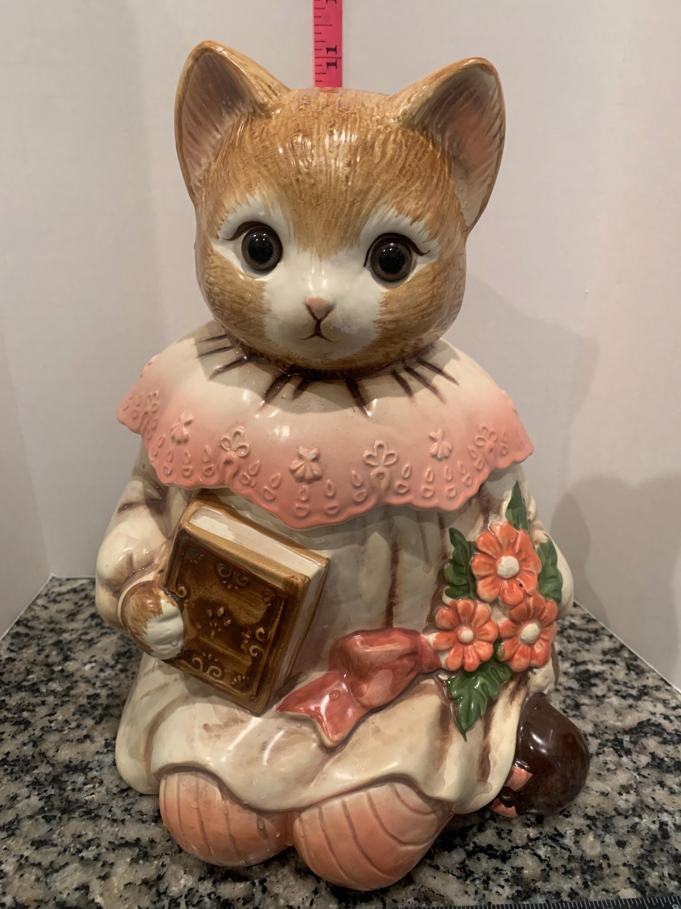 Vintage Emily the Cat Glass Eyed Cookie Jar 1980 Mervin's Perfect