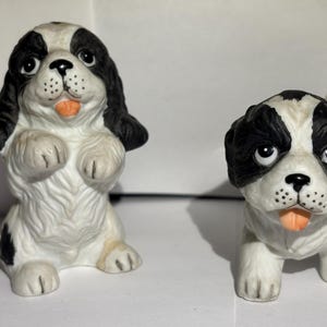 2 Homco Black & White Cocker Spaniel Figurines |Free Shipping