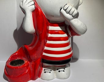 Candelabro de papel maché Linus con taza de latón y metal, personaje de Peanuts, Snoopy