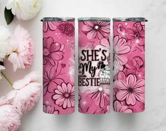 Vaso delgado de 20 oz "Mi mejor amiga", sublimación PNG, descarga digital, envoltura de sublimación, envoltura de vaso, envoltura de mejor amiga