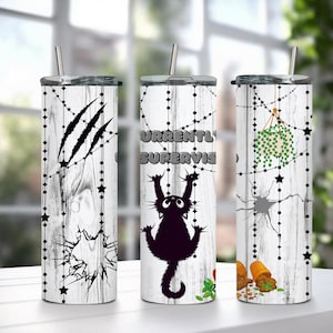 Cat Currently Unsupervised 20 oz Skinny Tumbler, PNG Sublimation, Digital Download, Funny Cat PNG, Sarcastic Cat Tumbler Wrap, Cat Lovers