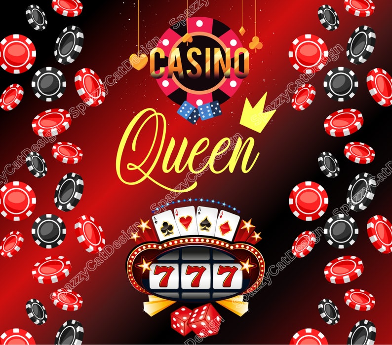 Casino Queen 20 Oz Skinny Tumbler PNG Sublimation Design, Digital Download, Casino Tumbler Png