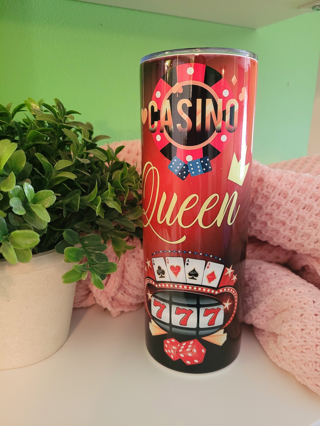 Casino Queen 20 Oz Skinny Tumbler Sublimation Tumbler Casino Etsy