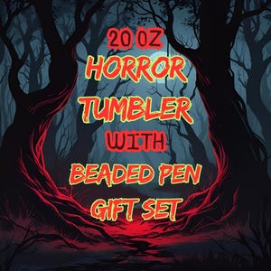 Horror Tumbler and Pen Gift Set, 20oz Skinny Sublimation Tumbler, Horror Fans, Slaser Movies, Scary Gift, Horror Movie Fans Gift, Halloween