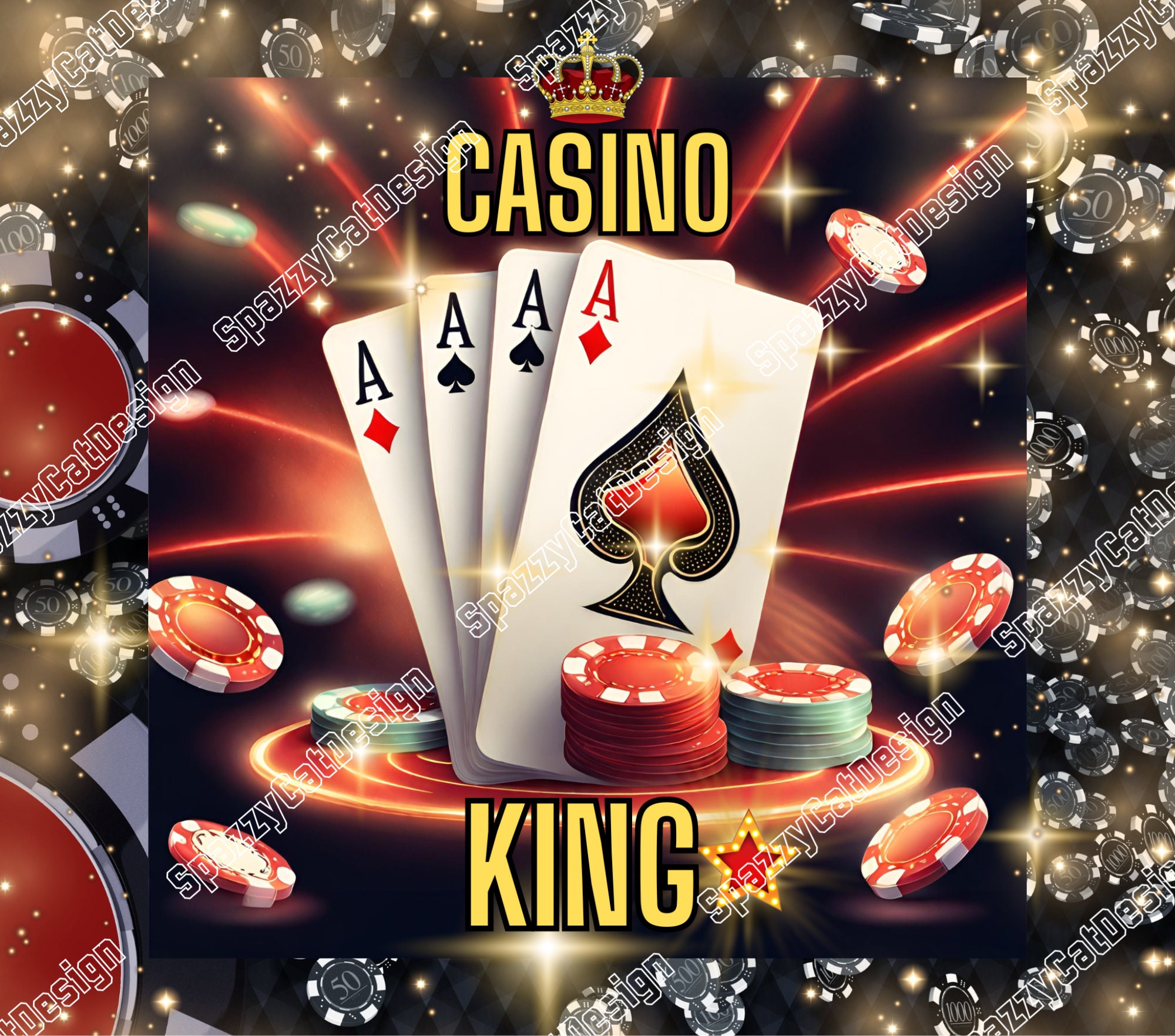 Casino King Red Black 20 Oz Skinny Tumbler, PNG Sublimation, Digital ...