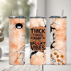 Dikke dijen en spookachtige sfeer 20 oz magere beker, png-sublimatie, digitale download, sublimatiebeker, wrap Halloween-beker, dames
