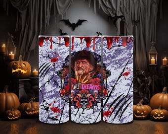 Halloween Horror Movie 20oz Tumbler, Sweet Dreams, Slasher Film Gift