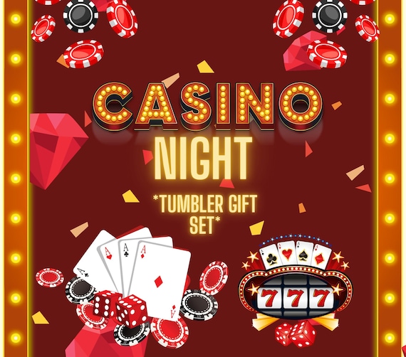 Casino Night 20 oz Skinny Tumbler Gift Set, Casino Tumbler, Party Gift Set, Girl/Guy Night Out Gift, Vacation Gift, Name option available
