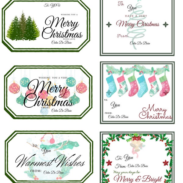 DIY Printable Christmas Labels, Christmas Gift Template, Affordable Labels Stickers, Instant Download, Affordable Christmas Tags, Printable