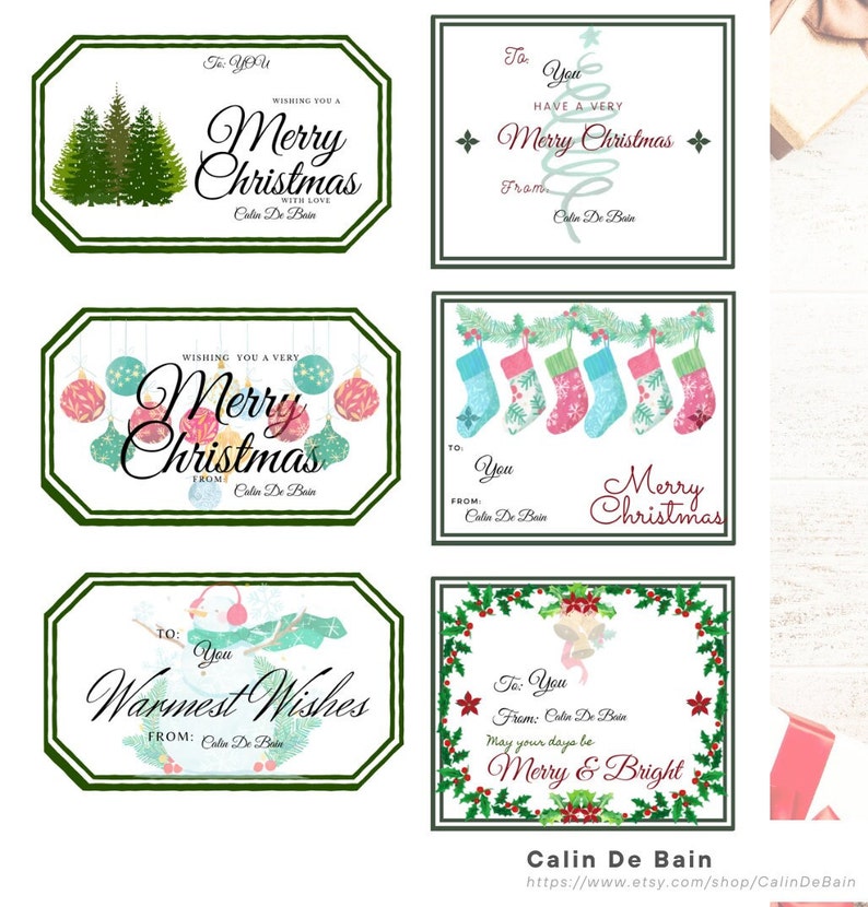DIY Printable Christmas Labels, Christmas Gift Template, Affordable Labels Stickers, Instant Download, Affordable Christmas Tags, Printable image 2