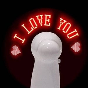 Personalized LED Message Fan: Custom Text Display, Rechargeable
