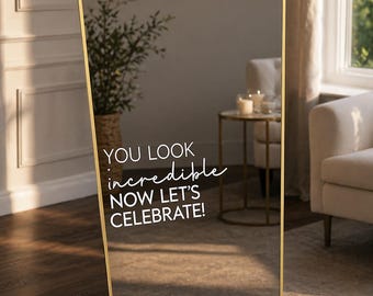 Wedding Mirror Decal, Custom Wedding Welcome Sign, Personalized Mirror Vinyl Decal for Reception Decor.