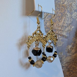 Black/Gold Chandelier Earrings