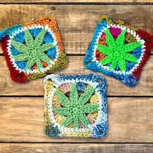 PDF Muster : Marihuanablatt Oma Quadrat, Cannabis Oma Quadrat, Pot Blatt Oma Quadrat Muster, Stoner Oma Quadrat Muster, 420