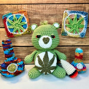 PDF-Buch: Häkelanleitung für Cannabis-Stoner, Gartenzubehör, Stoney Bear, Häkelgelenk, Marijuana Grandma Square, 420