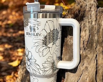 Personalized 40oz Stanley Tumbler - Custom Laser Engraved Stainless Steel Travel Mug, multiple colors & designs. Custom orders available.