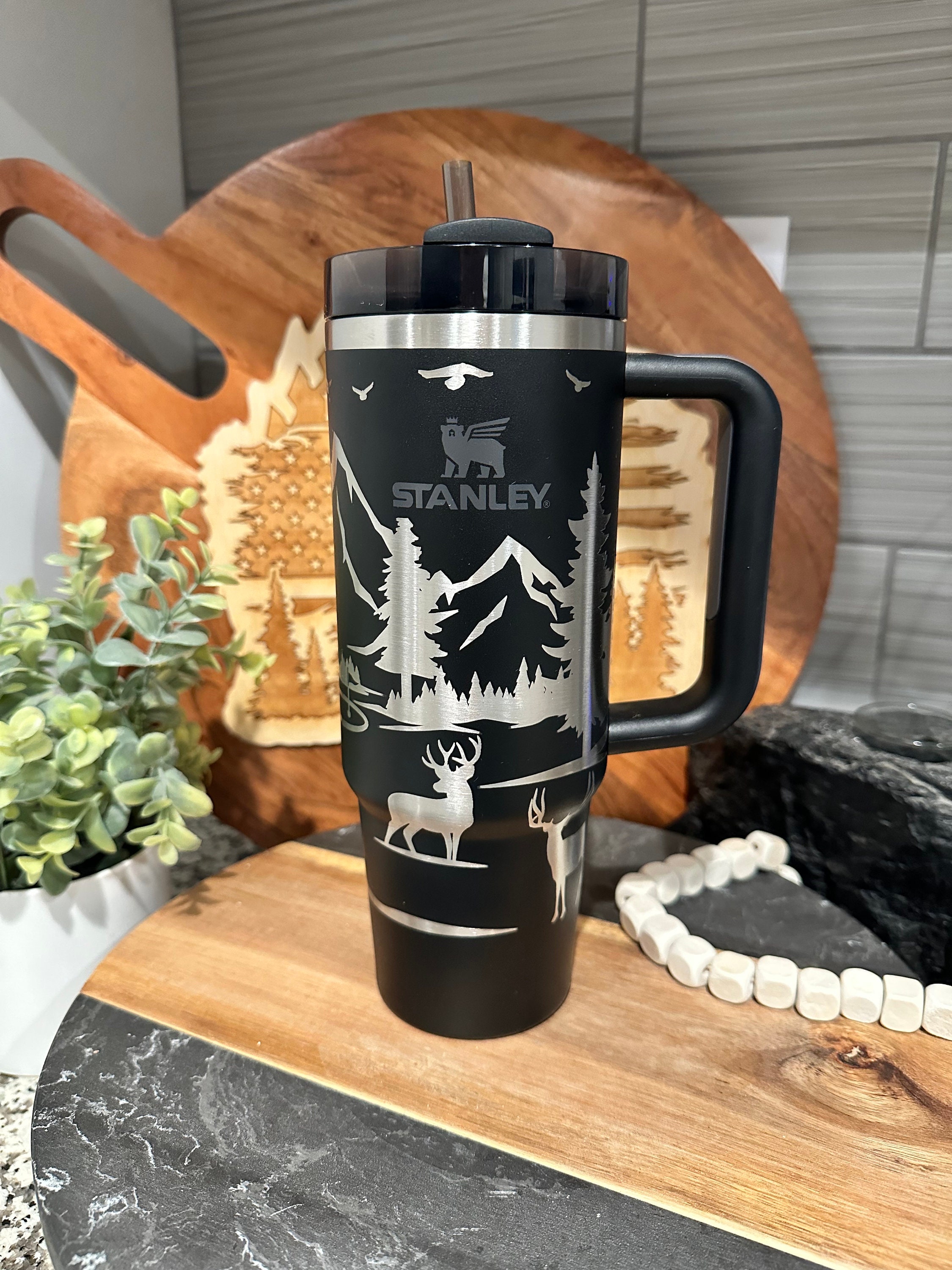 30oz Engraved Stanley Cup Tumbler with Handle – Pixels and Wood