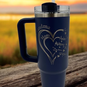 Personalized 30oz Stanley Tumbler - Custom Laser Engraved Stainless Steel Travel Mug, multiple colors & designs. Custom orders available.