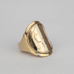 Signet ring coin 20 Centimes of Franc Marianne, Obverse, Arched, Women's ring, Men's ring