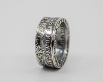 Bague pièce de monnaie 5 Francs Napoléon III, Argent, Anneau, Bague femme, Bague Homme