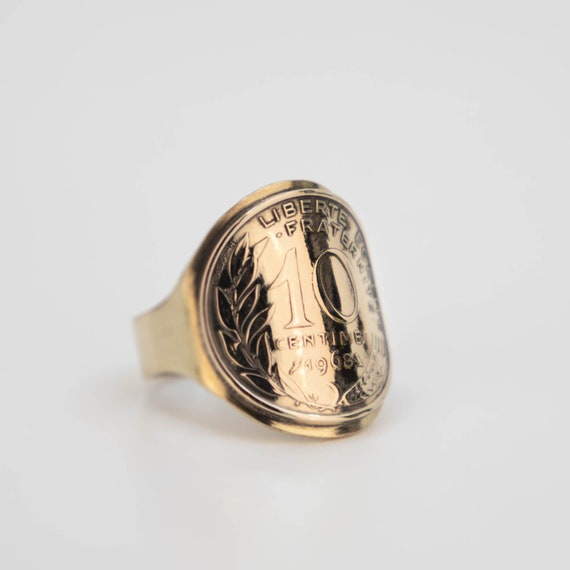 Chevalière Or 9 Carats Avec Pièce De 10 Francs Or Marianne – Neuf Avec Emballage
