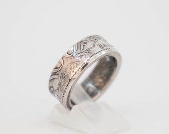 Bague pièce de monnaie 100 Francs Panthéon, Argent, Anneau, Bague Femme, Bague Homme