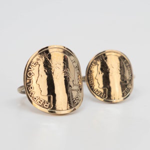 Franc Morlon coin ring, Curved, Obverse, Women's ring, Men's ring