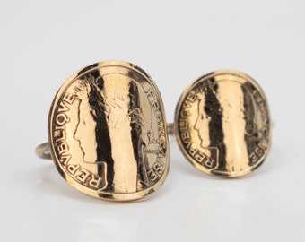 Franc Morlon coin ring, Curved, Obverse, Women's ring, Men's ring