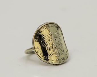 10 Zlotys coin ring, Poland, Fitted, Women's ring, Men's ring