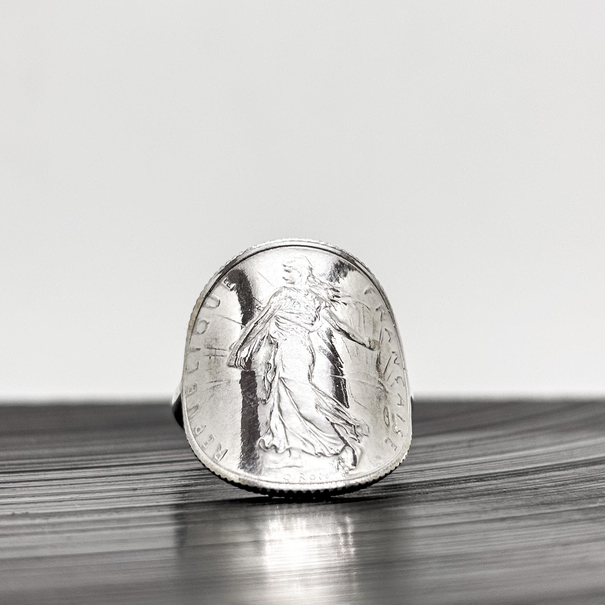 Bague Pièce De Monnaie En Argent 1 Franc Semeuse - Coin Ring - Neuf Avec étiquette