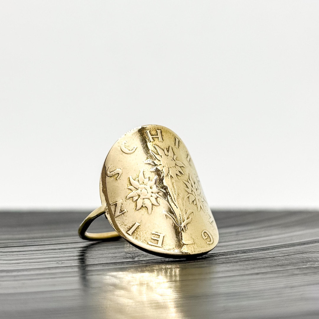 1 Schilling Austria Coin Ring | Handmade Brass Coin Ring | Vintage ...